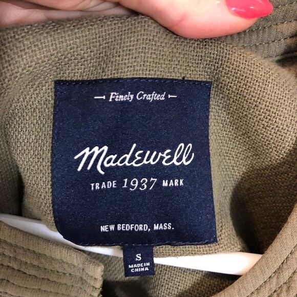 Madwell Olive Green Stitch Edge Duster Jacket Sm - Picture 8 of 10